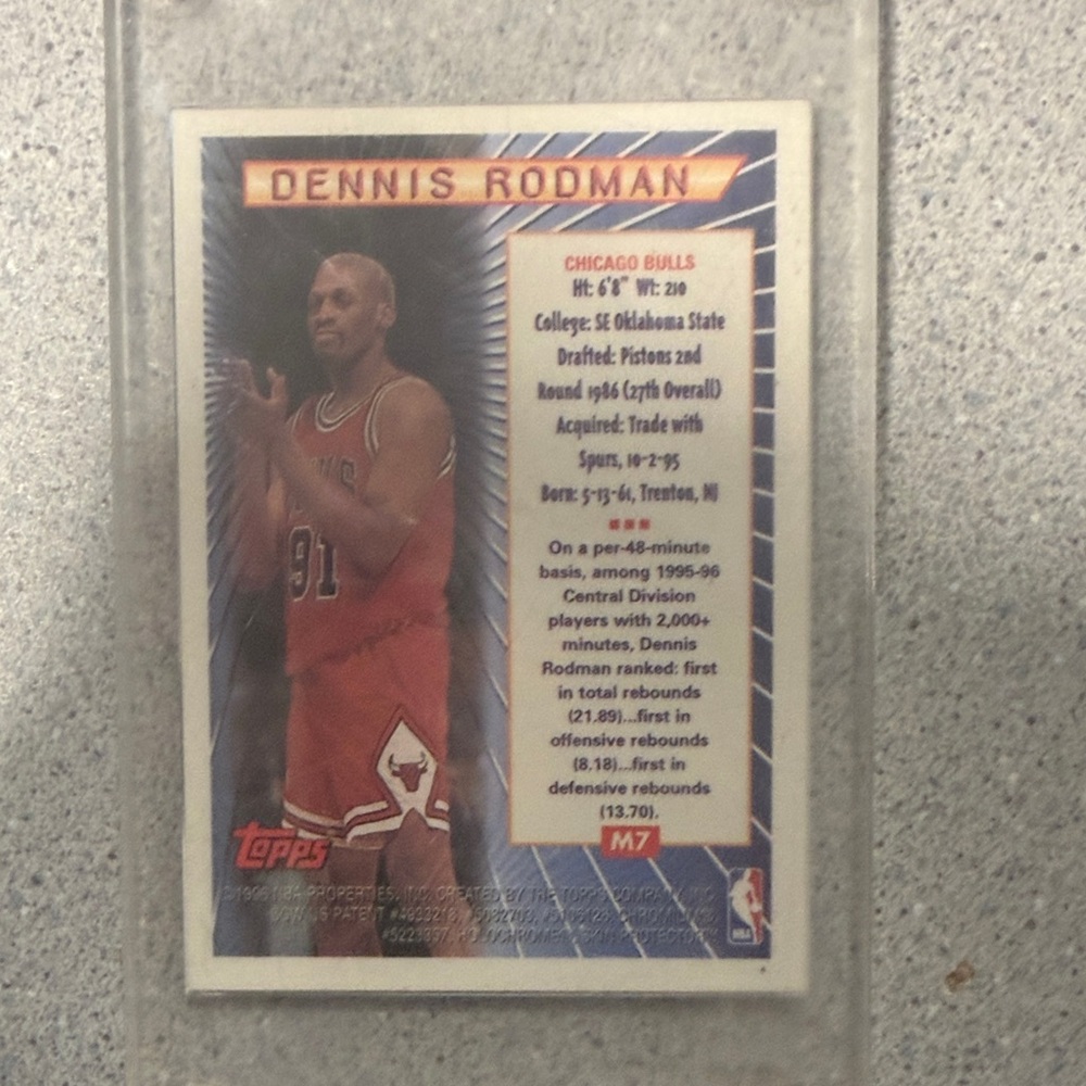 Topps Dennis Rodman Basketball Card - Red, Blue, White - Picture 2 of 6
